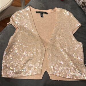 Robert Rodriguez cashmere. Sequin Embellished Beige Vest